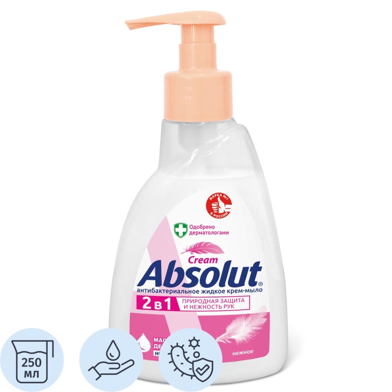 Мыло жидкое ABSOLUT CLASSIC 250мл Антибактериальное Нежное.363576