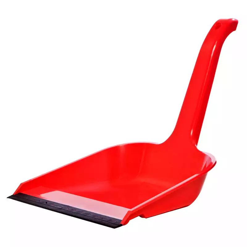 Совок для мусора Office Clean, высокая ручка, с резиновой кромкой, ширина 23см, цвет красный, 364431
