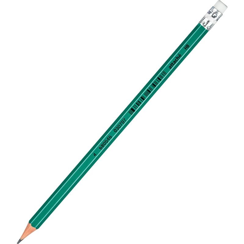 Карандаш чернографитный Attache плаcтик, с ластиком, HB, зеленый корпус,384856