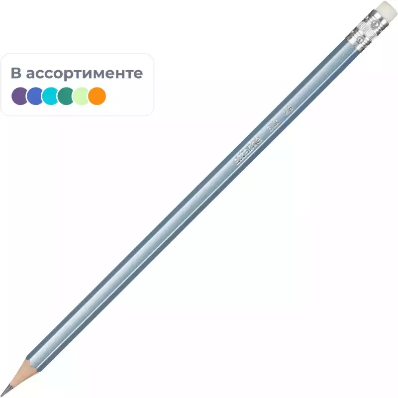 Карандаш чернографитный Attache Silk HB заточ., с ласт., 391145