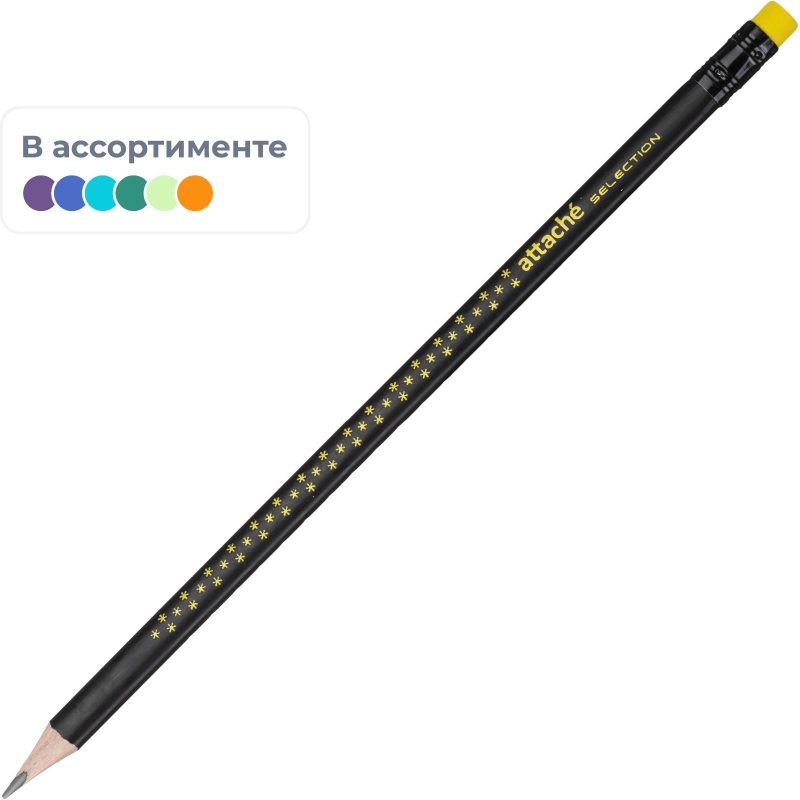 Карандаш чернографитный Attache selection MagueNoir HB заточ., с ласт.,391175
