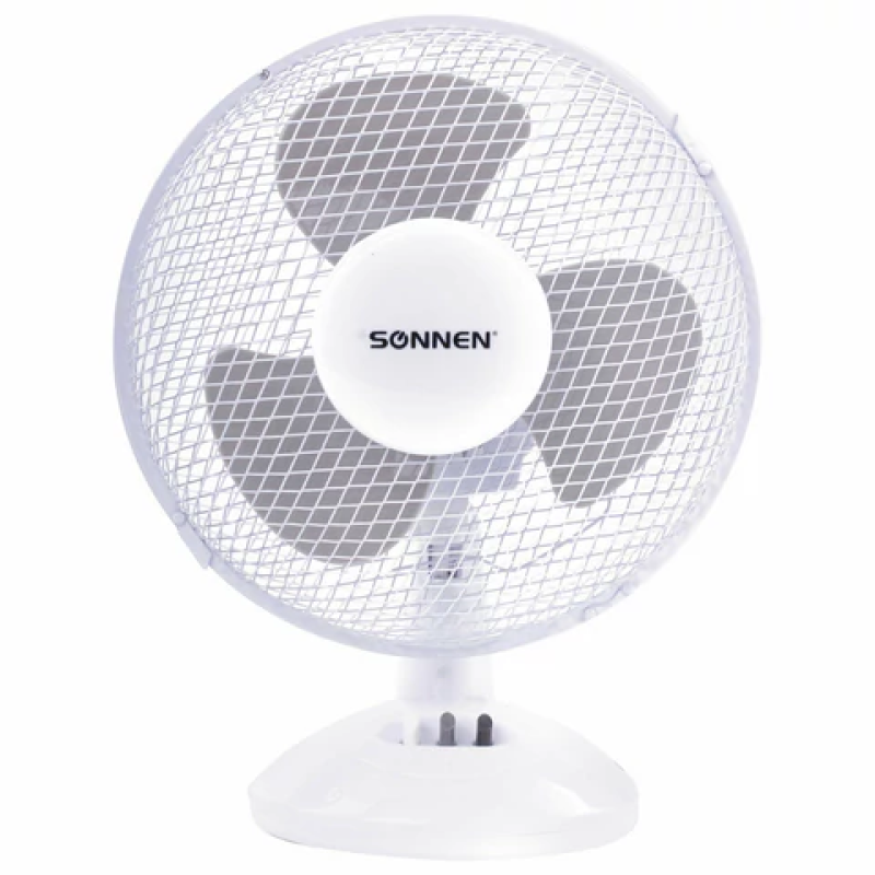 Вентилятор настольный SONNEN FT23-B6, d=23 см, 25 Вт, 2 скоростных режима, Высота: 37 см, белый/серый, 451038