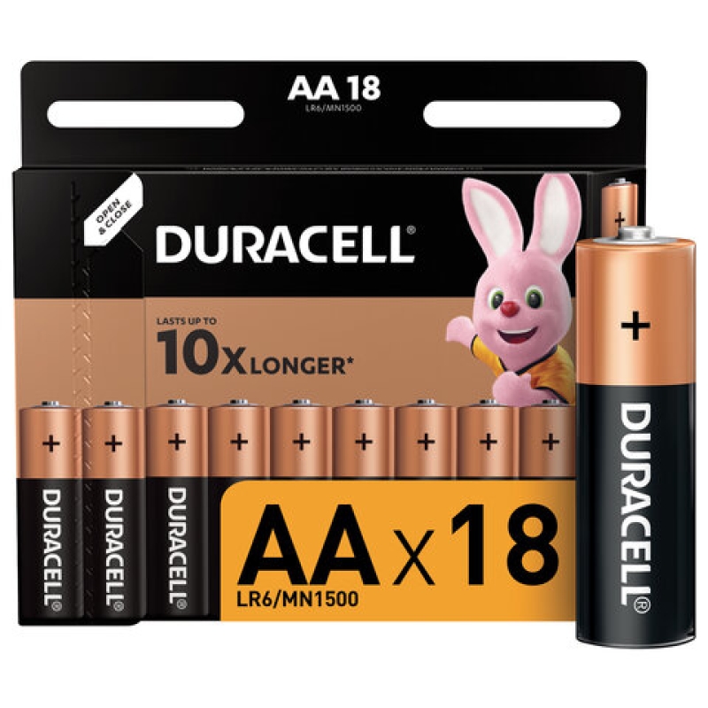 Батарейки DURACELL Basic, AA (LR06, 15А), алкалиновые, КОМПЛЕКТ 18 шт., в блистере 451464