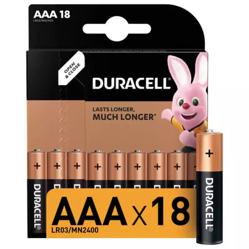 Батарейки DURACELL Basic, AAA (LR03, 24А), алкалиновые, КОМПЛЕКТ 18 шт., в блистере, 81483686 453559