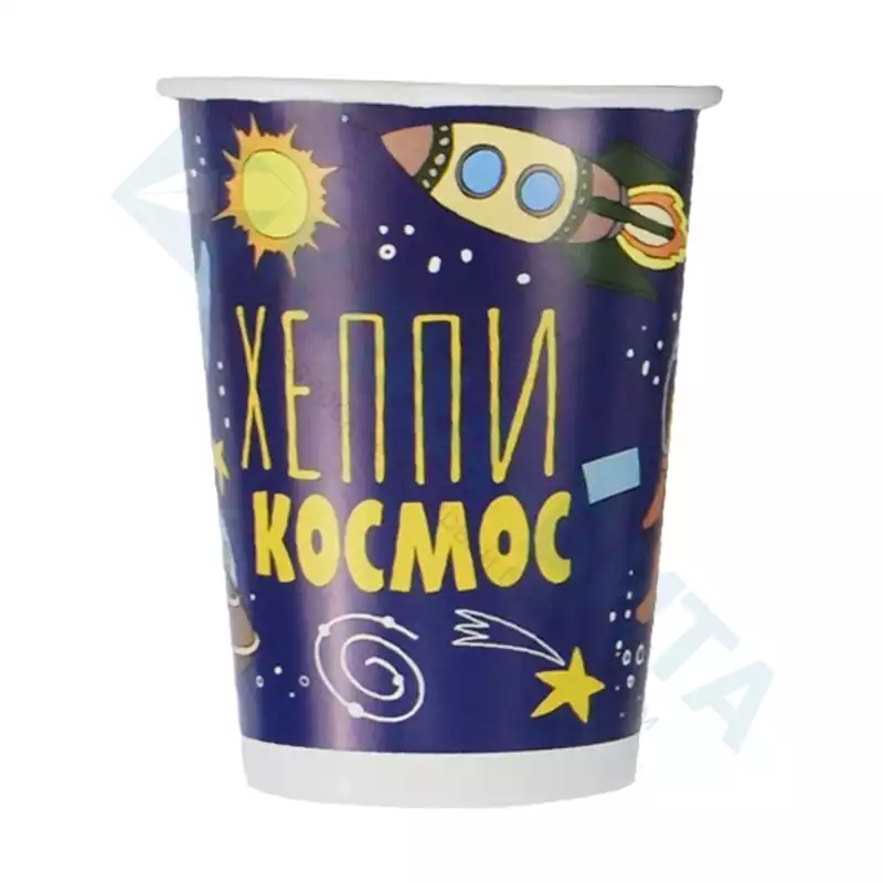 Стаканы бумажные ПатиБум "Космос", 200мл, 6шт.,4690296069155,303767