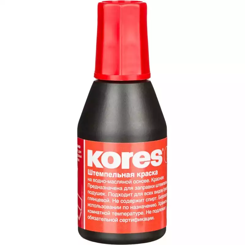 Краска штемпельная KORES красные, 28мл. водно-масляная, 71324, 4969