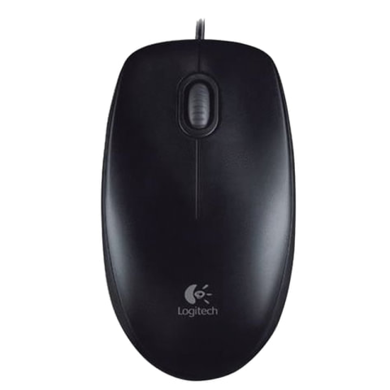 Мышь проводная LOGITECH B100, USB, 2 кнопки + 1 колесо-кнопка, оптическая, черная, 511461