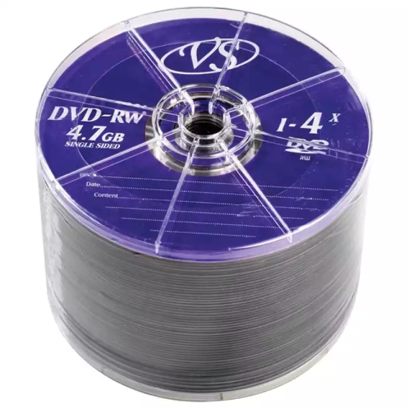 Диски DVD-RW VS 4,7 Gb 4x Bulk (термоусадка без шпиля), КОМПЛЕКТ 50 шт., VSDVDRWB5001, 511539