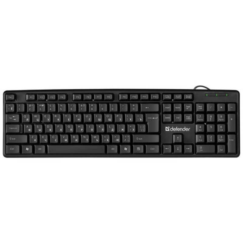 Клавиатура проводная DEFENDER Element HB-520, PS/2, 104 клавиши+3 доп клавиши, черная, 511790