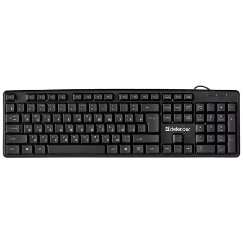 Клавиатура проводная DEFENDER Element HB-520, PS/2, 104 клавиши+3 доп клавиши, черная, 511790