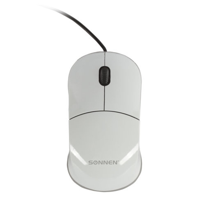 Мышь проводная SONNEN М-2241W, USB, 1000 dpi, 2 кнопки + 1 колесо-кнопка, оптическая, белая,512634