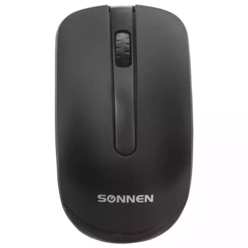 Мышь беспроводная SONNEN M-3032, USB, 1200 dpi, 2 кнопки + 1 колесо-кнопка, оптич., черная, 512640