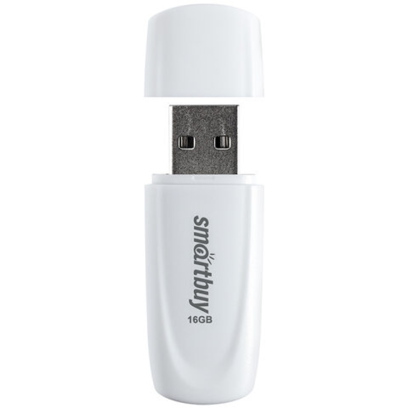 Флеш-диск 16 GB SMARTBUY Scout USB 2.0, белый, SB016GB2SCW,513765