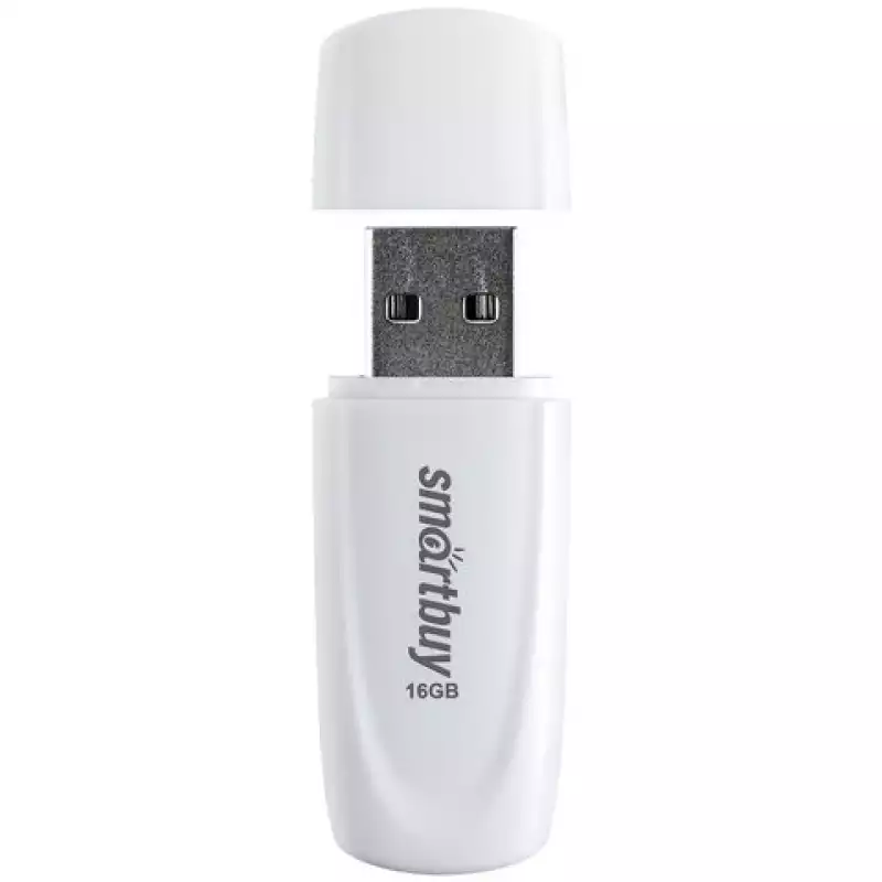 Флеш-диск 16 GB SMARTBUY Scout USB 2.0, белый, SB016GB2SCW,513765