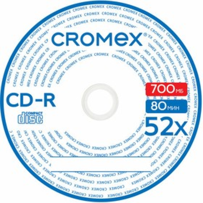 Диски CD-R CROMEX, 700 Mb, 52x, Bulk (термоусадка без шпиля), КОМПЛЕКТ 100 шт., 513779