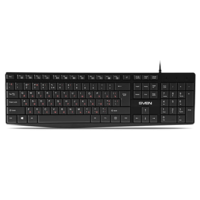 Клавиатура проводная SVEN KB-S305, USB, 105 кнопок, черная, SV-018801, 513837