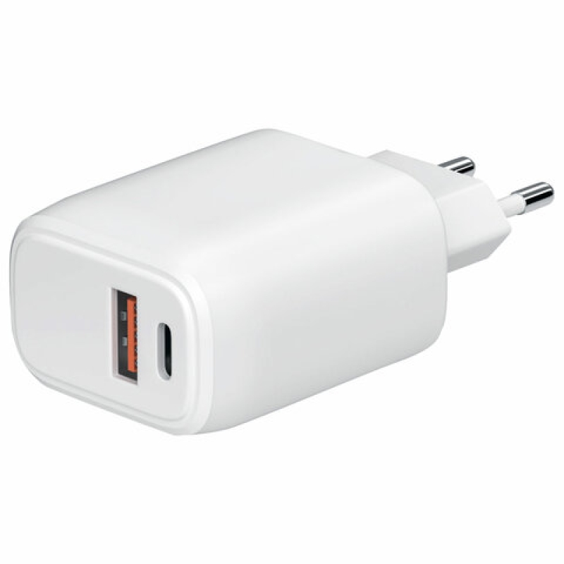 Зарядное устройство быстрое сетевое (220 В) USB QC3.0+Type-C PD 20 Вт, 3 А, RED LINE, УТ000036039, 513966