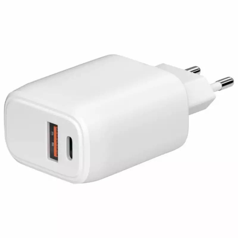 Зарядное устройство быстрое сетевое (220 В) USB QC3.0+Type-C PD 20 Вт, 3 А, RED LINE, УТ000036039, 513966
