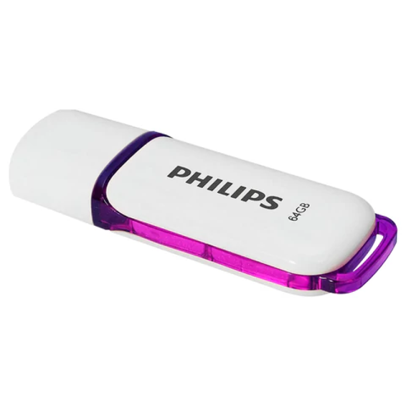 Флеш-диск 64 GB PHILIPS SNOW, разъем USB 2.0, фиолетовый, FM64FD70B/97, 514080