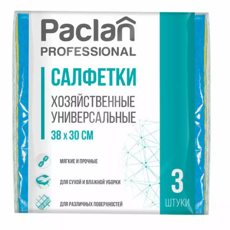 Салфетки универсальные, комплект 3 шт., 30х38 см, PACLAN, 