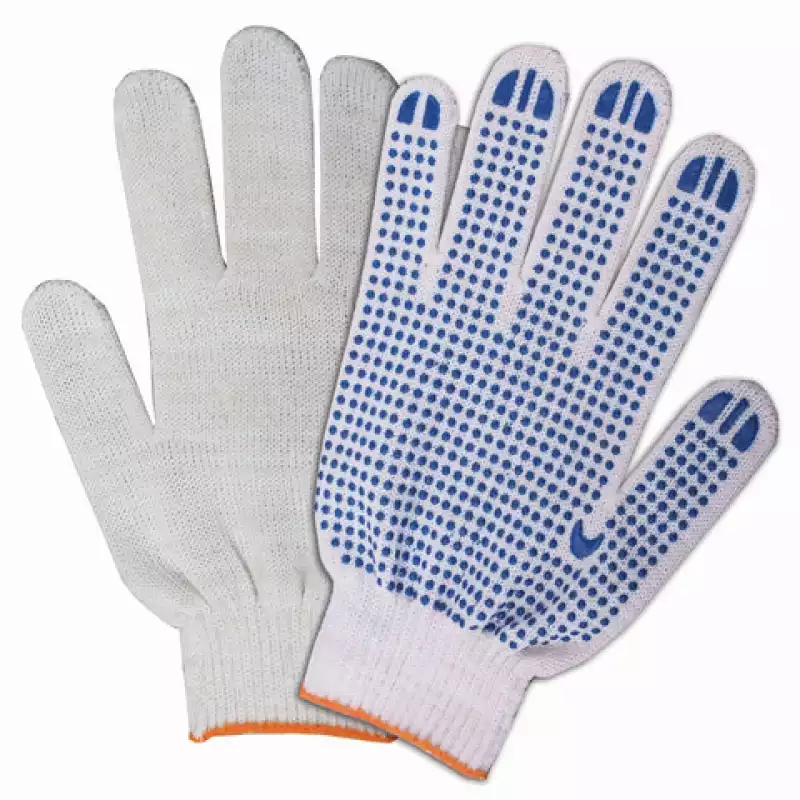 Перчатки хлопчатобумажные,10 класс, 32-34 г, 83 текс, ПВХ точка, LAIMA БЮДЖЕТ, 601912
