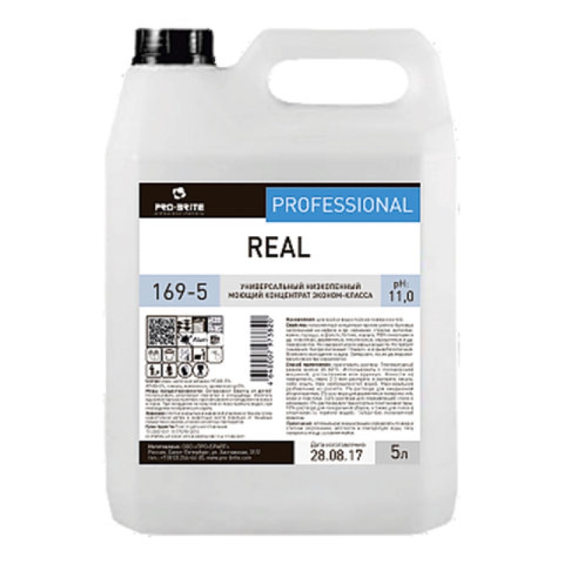 Средство моющее универсальное 5 л, PRO-BRITE REAL, щелочное, низкопенное, концентрат, 605292