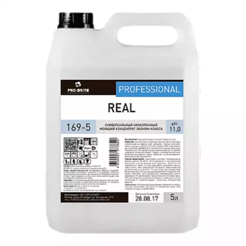 Средство моющее универсальное 5 л, PRO-BRITE REAL, щелочное, низкопенное, концентрат, 605292