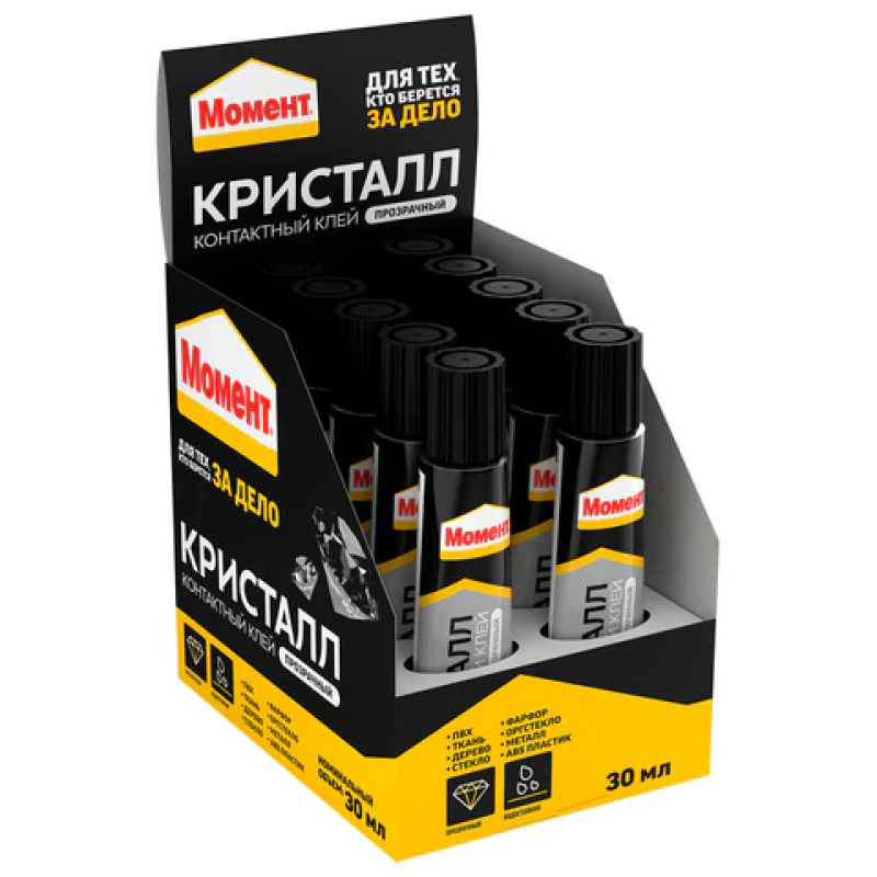 Клей универсальный МОМЕНТ Кристалл, 30 мл, в шоу-боксе, 873873, 605643