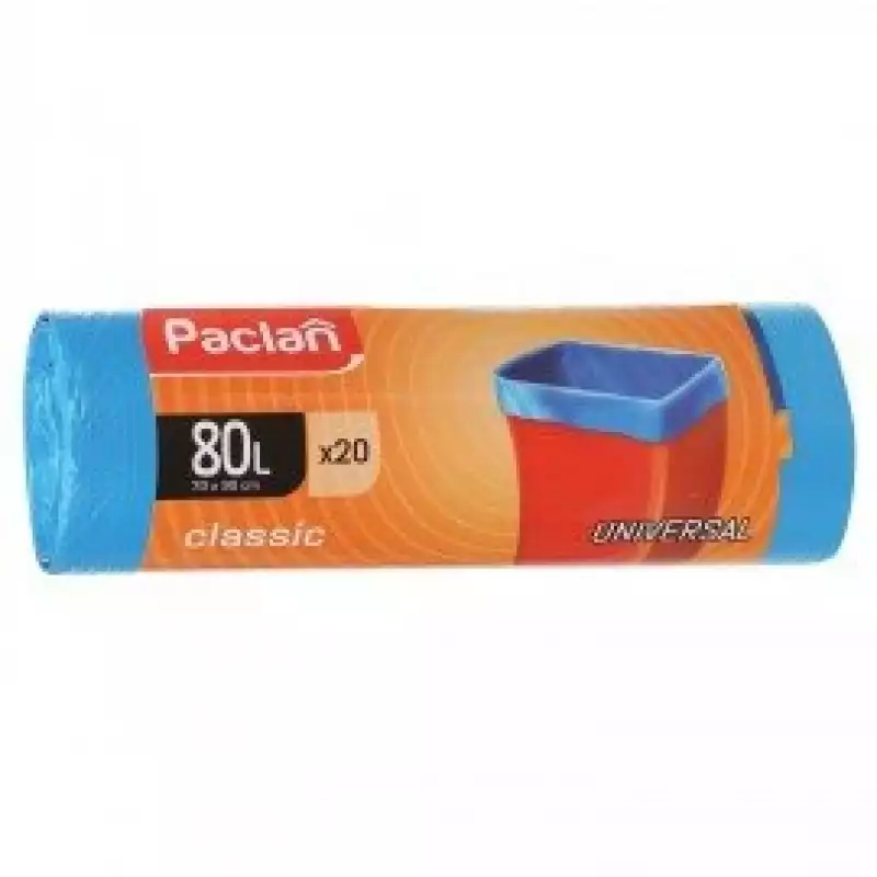 Мешки для мусора 80 л, синие, в рулоне 20 шт., ПНД, 12 мкм, 70х90 см, PACLAN "Classic",402054,606335