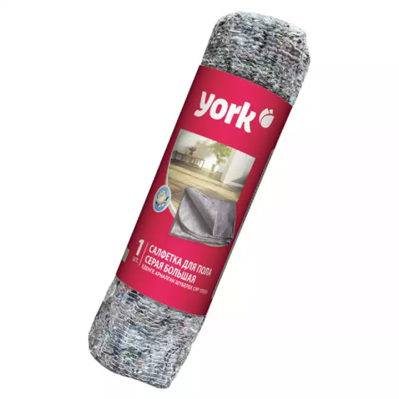 Тряпка для мытья пола 60х75 см, плотность 260 г/м2, ХПП, серая в рулоне, YORK,608406