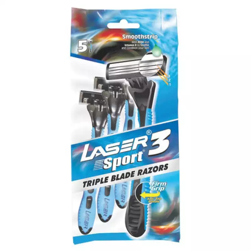 Бритвы однор.КОМПЛЕКТ 5 шт. LASER SPORT 3 (аналог Gillette Blue 3), три лезвия, 836801005629, 608441