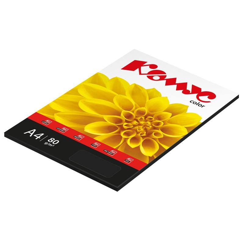 Бумага цветная для печати Комус Color черная интенсив (А4, 80 г/кв.м, 50 листов), 619984