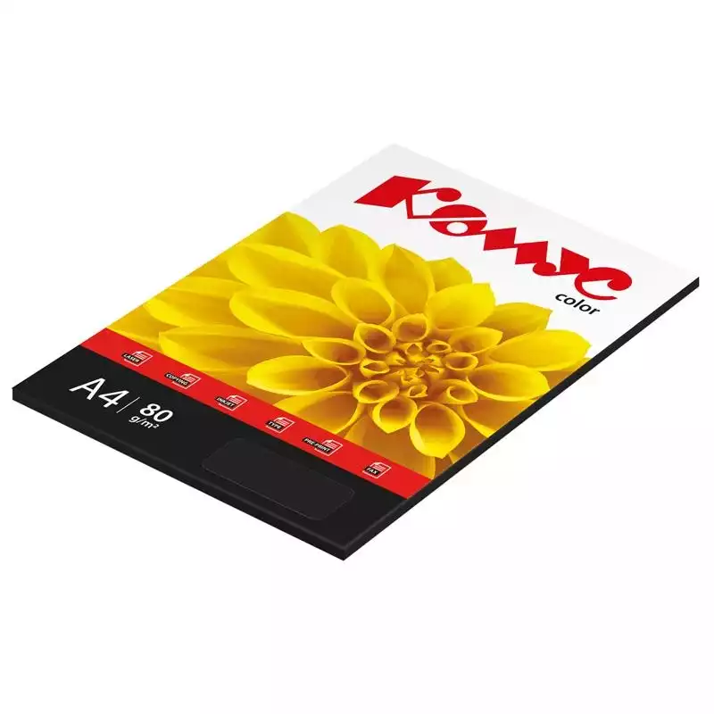 Бумага цветная для печати Комус Color черная интенсив (А4, 80 г/кв.м, 50 листов), 619984