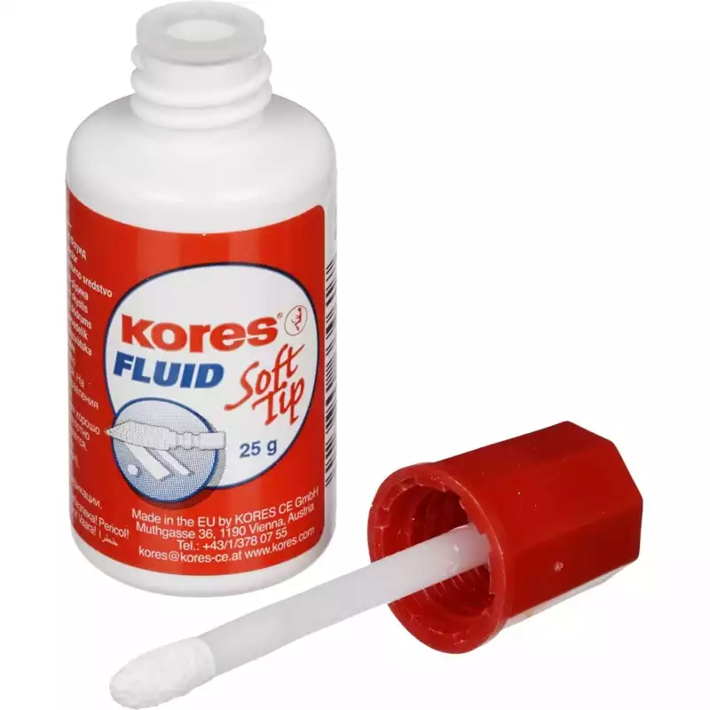 Корректирующая жидкость KORES Soft Tip FLUID 25мл на быстросохн осн, апплик, 620