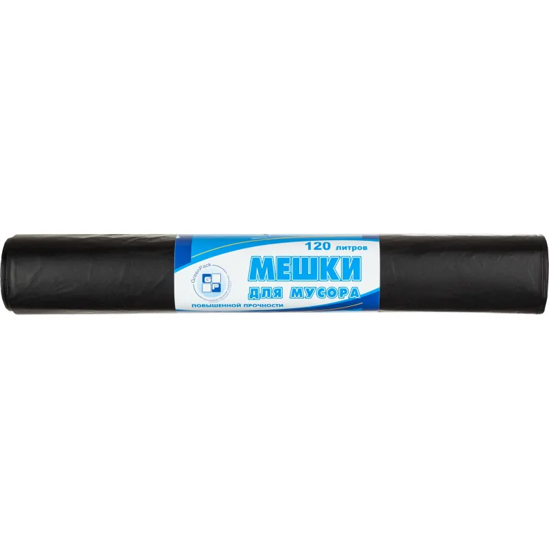 Мешки для мусора ПВД 120л 40мкм 10шт/рул черные 70х110см, 746461