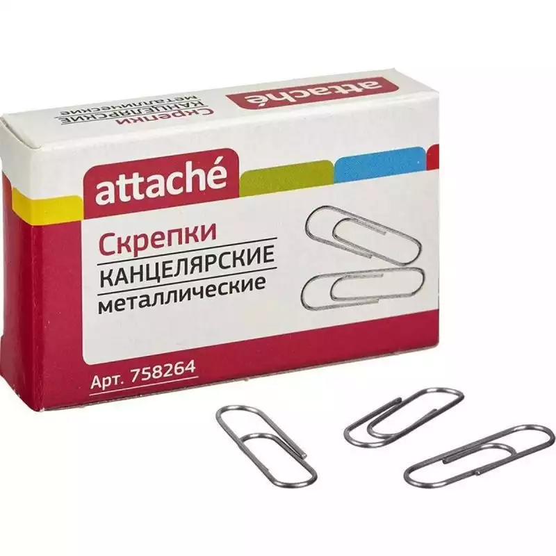 Скрепки Attache 28 мм, металлические б/покрытия, овальные 100шт, 758264