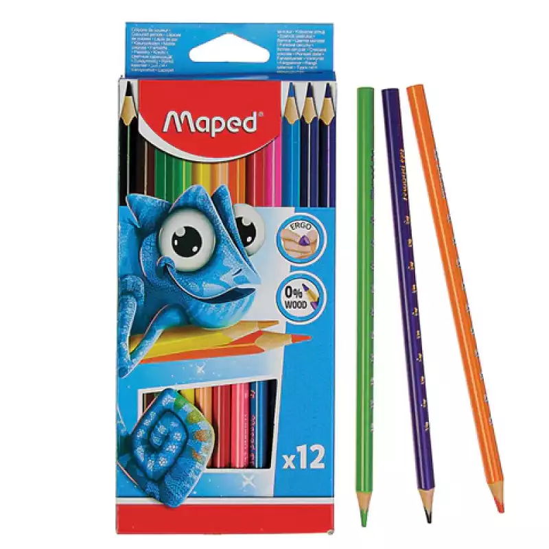 Карандаши цветные MAPED (Франция) "Pulse", 12 цветов, трехгранные, 862702