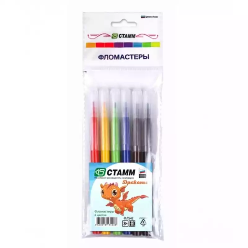 Фломастеры Стамм 6 цв. в блистере,892694