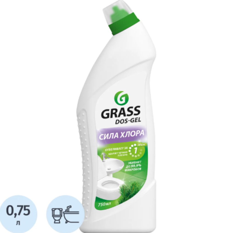 Средство для сантехники 750мл гель GRASS DOS-GEL, щелочное, концентрат, гель, 901632