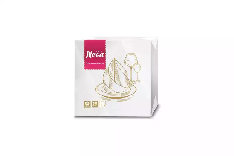 Салфетки Nega 1 сл 24х24 белые 50шт/уп, 930321