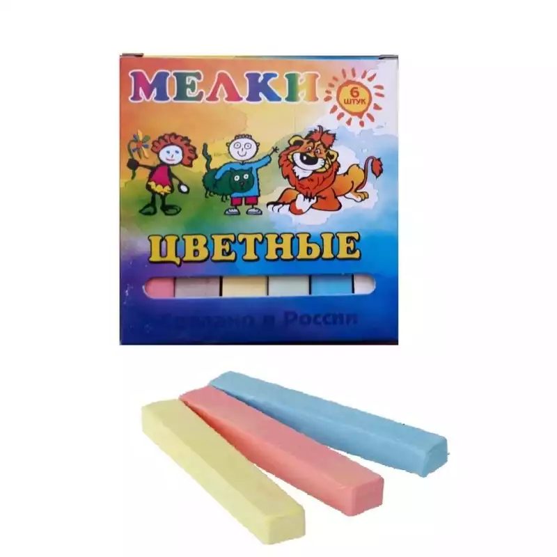 Мел школьный цветной 6 шт., Пегас,949048