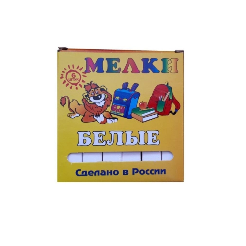 Мел школьный белый 6 шт., Пегас, 949050