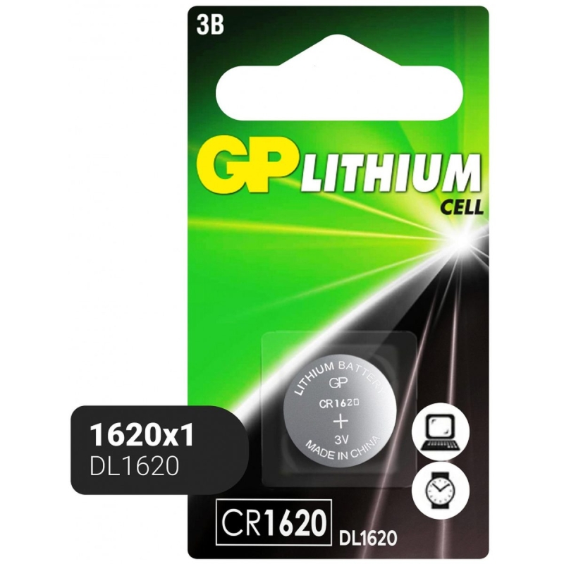 Батарейка GP Lithium CR1620 бл/1шт, 997013